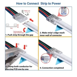 Conector tira LED COB a fuente de alimentación - RGB - 10mm - IP20