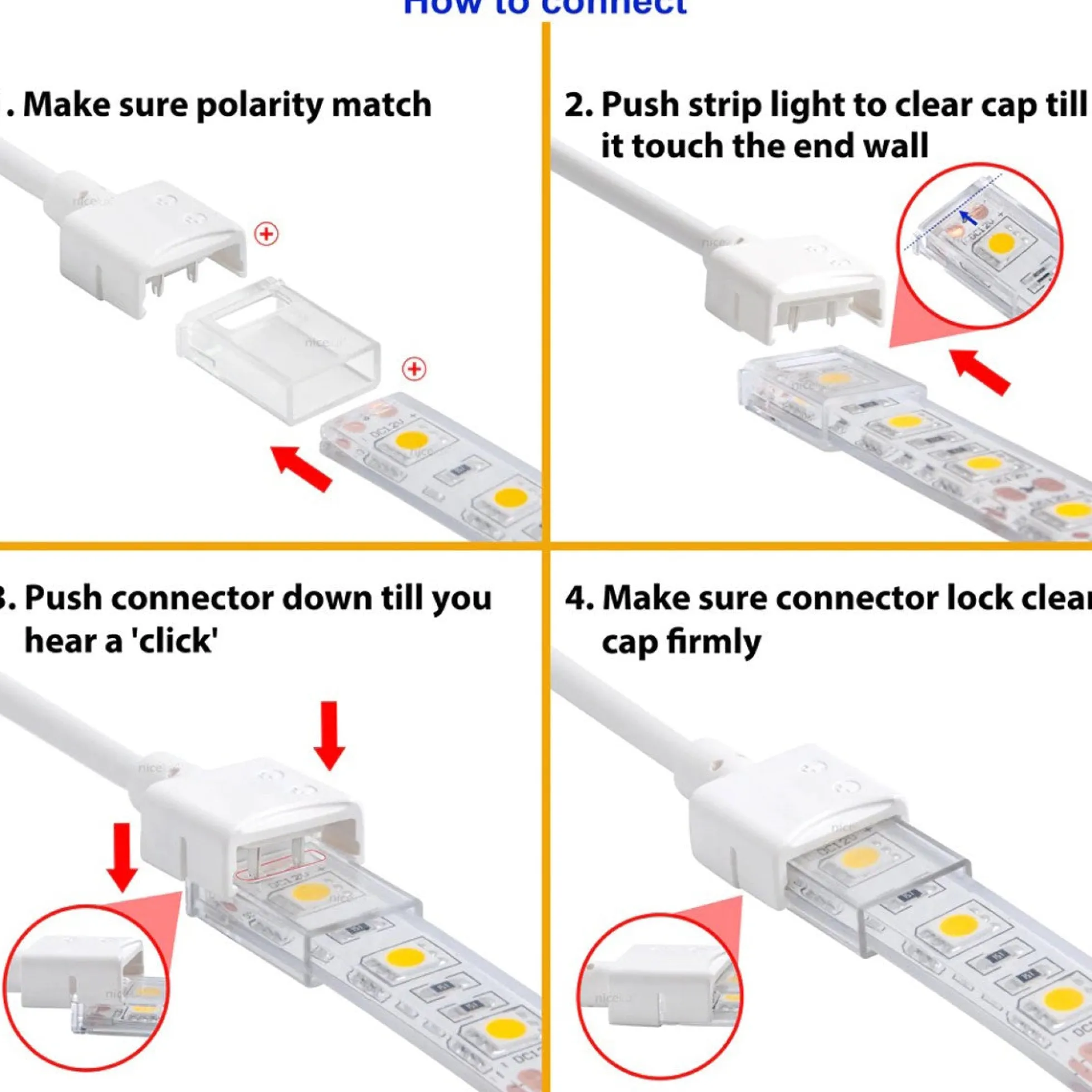 Conector tira LED estanco con cable - 2 pines - Tira 10 mm - IP68