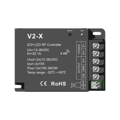 Controlador CCT 12-36V DC - 2 canales - 15A/canal - RF 2.4GHz - PUSH dimmer - Skydance