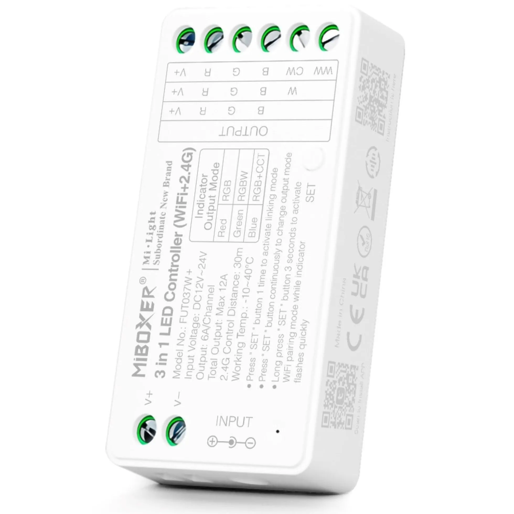 Controlador de tira LED 3 en 1- RGB- RGBW - RGB+CCT - 12/24V DC - 2.4G - WiFi - MiBoxer - FUT037W+