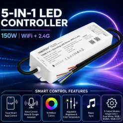 Controlador 5 en 1 para tira LED con fuente de alimentación 150W - 24V DC - WIFI+2.4G - IP67