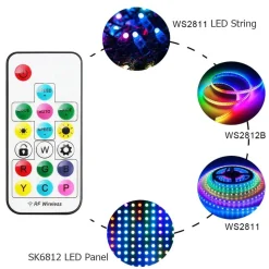 Controlador LED IC pixel RGB/RGBW con mando a distancia RF - 5-24V DC - 2048 pixeles