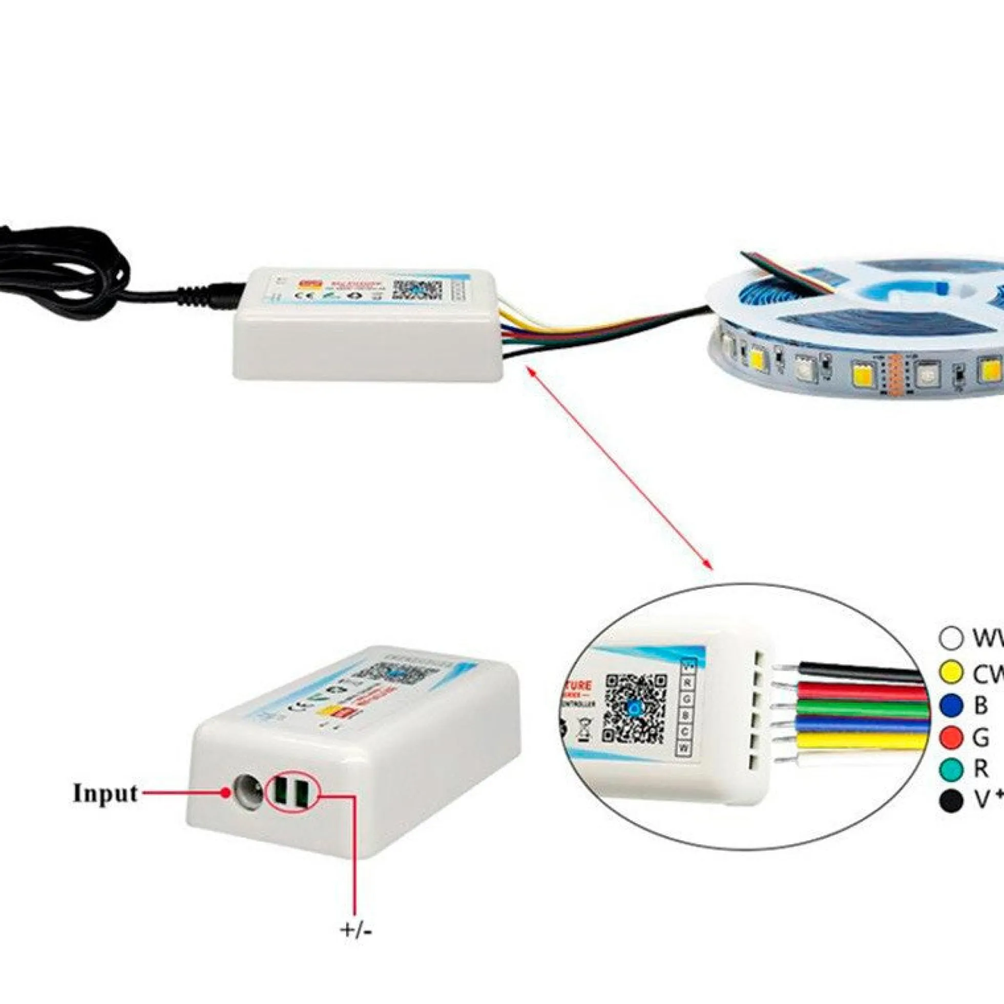 Controlador LED WIFI RGBW 12/24V 4 canales 4A/CH