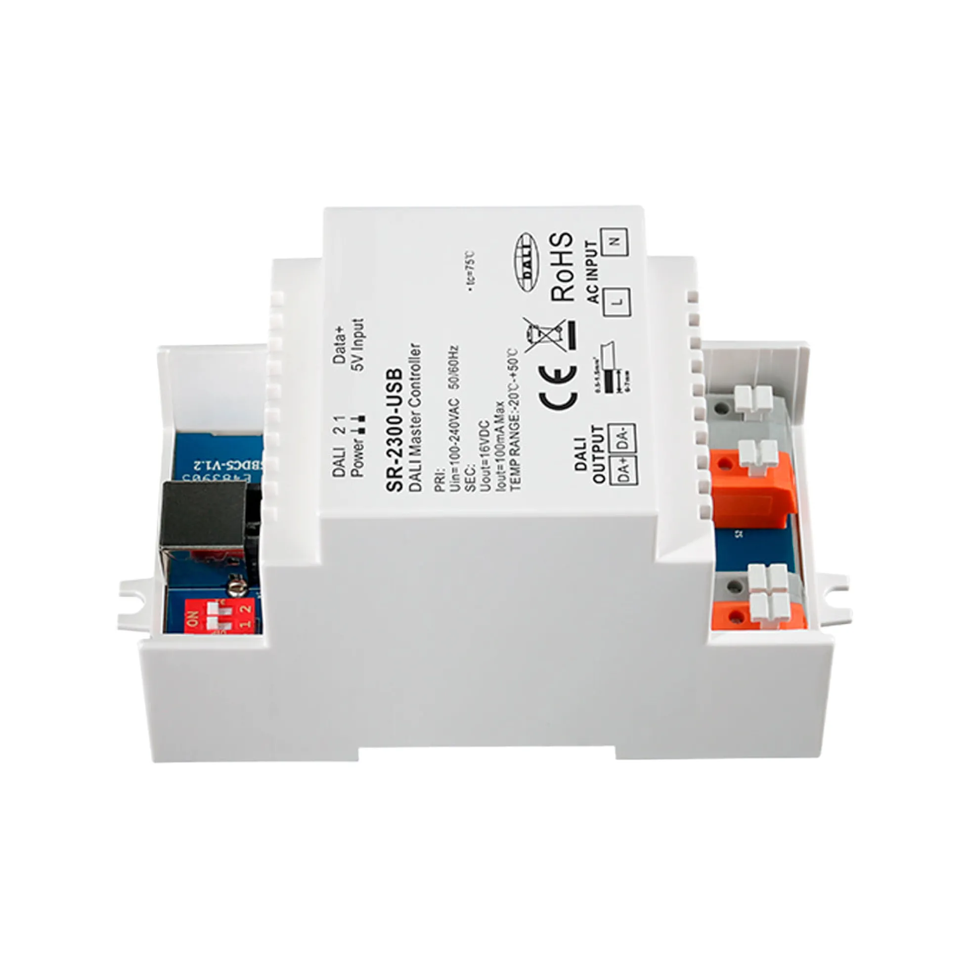 Controlador maestro DALI para carril DIN - USB - 64 dispositivos