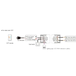Controlador Monocolor / CCT / RGB / RGBW / RGB + CCT 12-48V DC - 5 en 1 - RF 2.4GHz - PUSH dimmer - Skydance