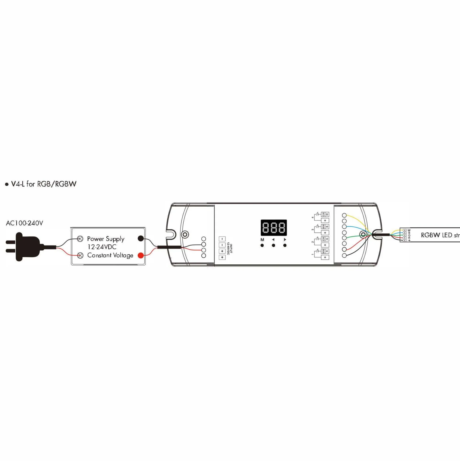 Controlador monocolor/ CCT/ RGB/ RGBW 12-24V DC - 4 canales - Programable - RF 2.4GHz - Skydance