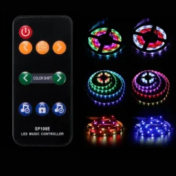 Controlador musical LED IC Pixel RGB/RGBW con mando a distancia - 5-12V DC - 600 pixeles