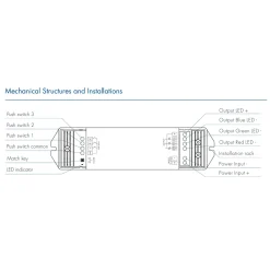 Controlador RGB / CCT / Monocolor 12-48V DC - 18A (6A/canal) - RF 2.4G - PUSH dimmer - Skydance
