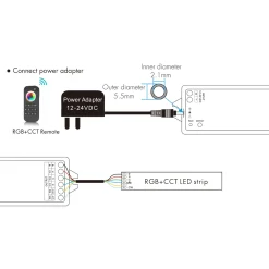 Controlador RGB + CCT 12-24V DC - 5 canales - 3A/canal - RF 2.4GHz - Skydance