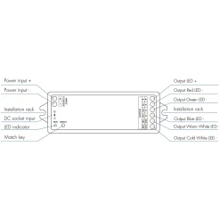 Controlador RGB + CCT 12-24V DC - 5 canales - 3A/canal - RF 2.4GHz - Skydance