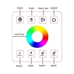 Controlador RGBW para tiras LED con panel táctil RF - 5-24V/DC
