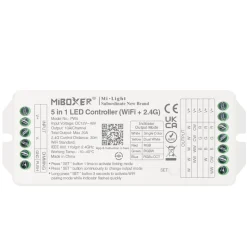 Controlador tira LED 5 en 1 - Monocolor/Dual White/RGB/RGBW/RGBCCT - 12/48VDC - 20A - 2.4G - WiFi - Milight