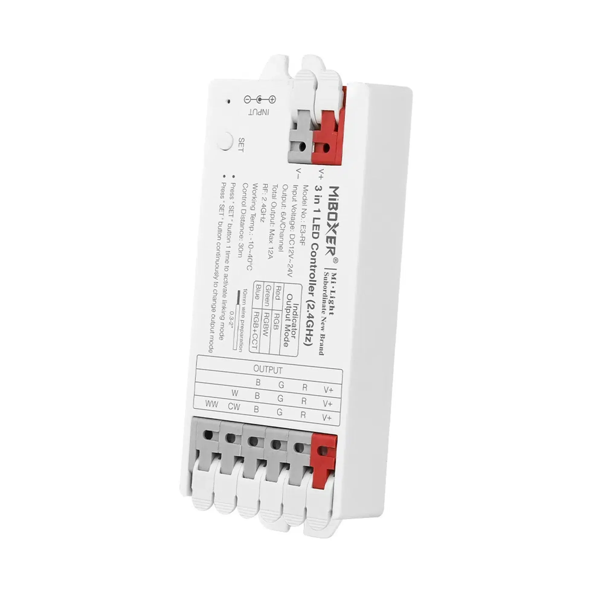 Controlador tira LED 3 en 1- RGB / RGBW / RGB + CCT - 12/24V DC - 2.4GHz - Mi Boxer - E3-RF