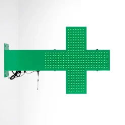 Cruz de farmacia LED monocolor verde - 50x50cm - Doble cara - Exterior