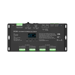 Decodificador DMX512 12-24V DC - 5A/canal - 12 Canales - Pantalla OLED