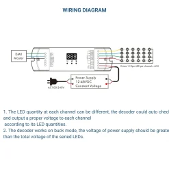 Decodificador DMX512 12-48V DC - 350-1200mA/canal - 4 Canales