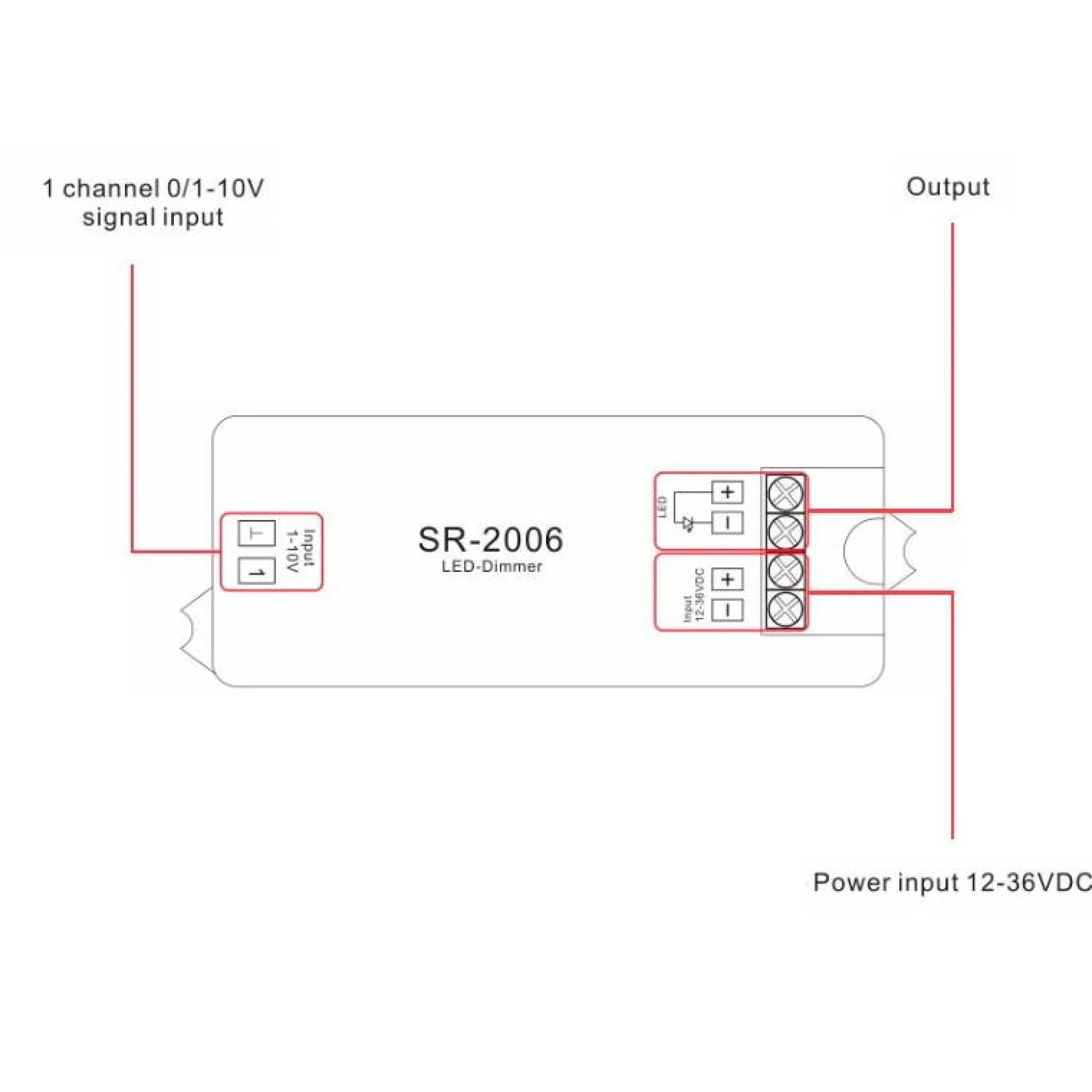 Descodificador 0-10V Dimmer 12-36V - 1CH/8A