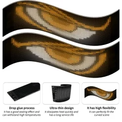 Display LED flexible doble - 12 x 59,5 cm - USB + Bluetooth + mando a distancia