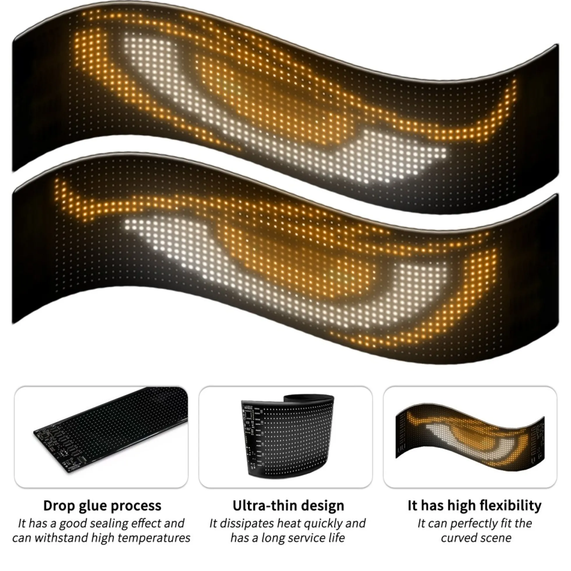 Display LED flexible doble - 12 x 59,5 cm - USB + Bluetooth + mando a distancia