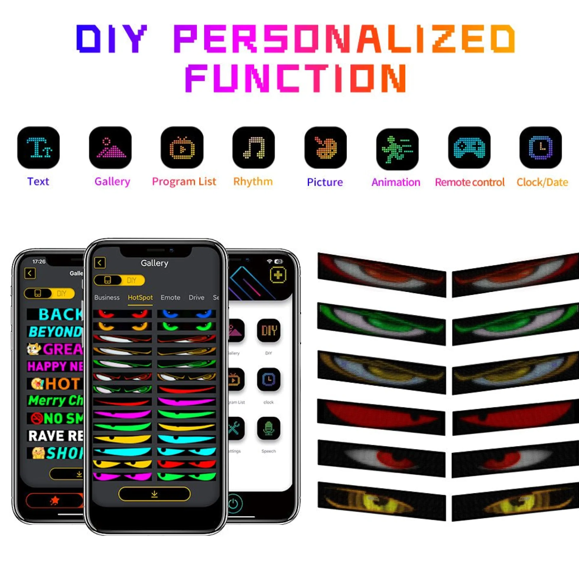 Display LED flexible doble - 12 x 59,5 cm - USB + Bluetooth + mando a distancia