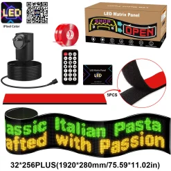Display LED flexible programable - 192 x 28 cm - USB + Bluetooth + mando a distancia