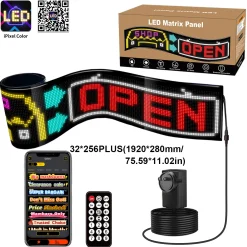 Display LED flexible programable - 192 x 28 cm - USB + Bluetooth + mando a distancia