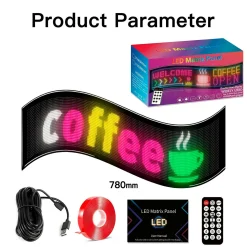 Display LED flexible programable - 78 x 20 cm - USB + Bluetooth + mando a distancia