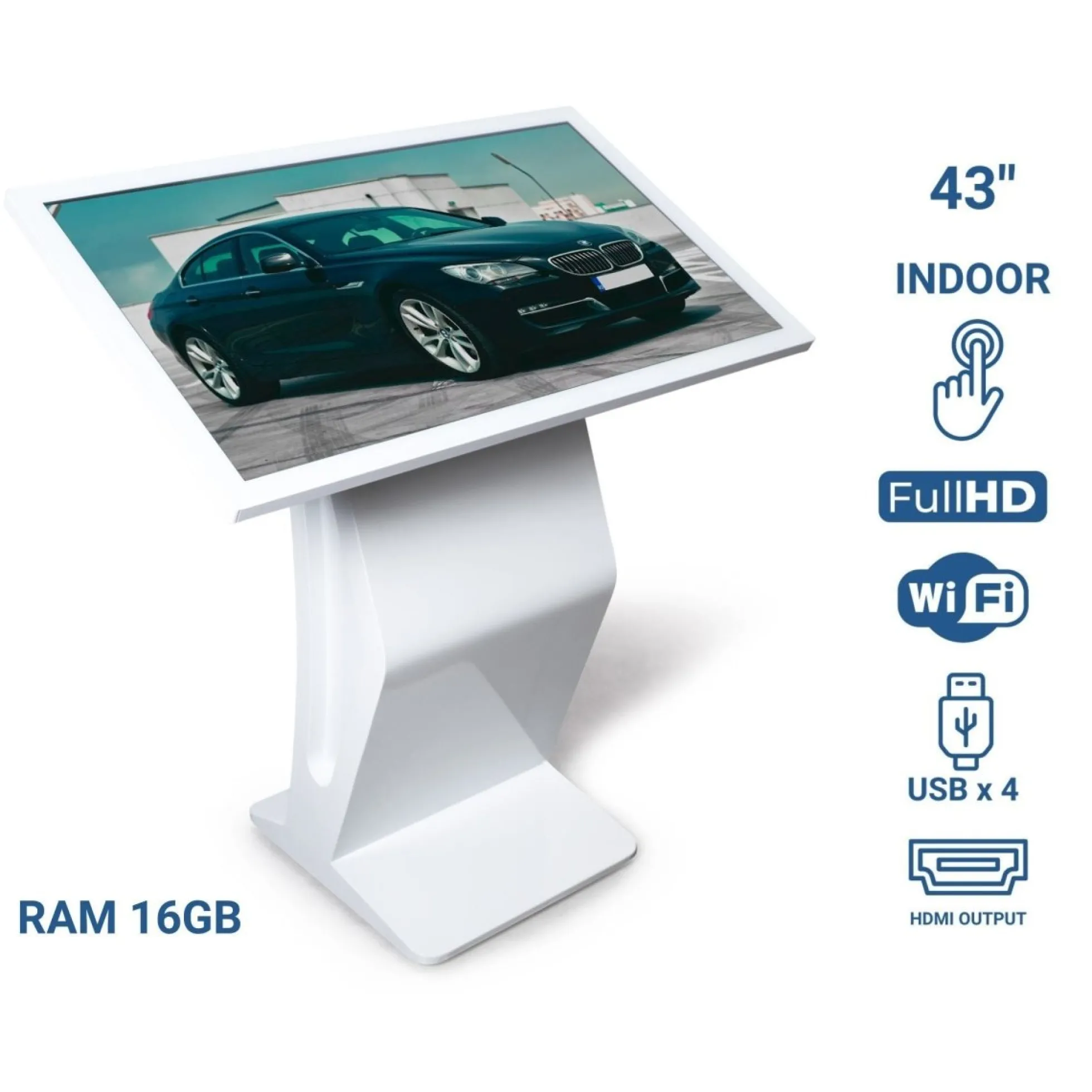Display publicitario - Digital Kiosk 43" - Pantalla Táctil - Interior - 16GB - Base "K"