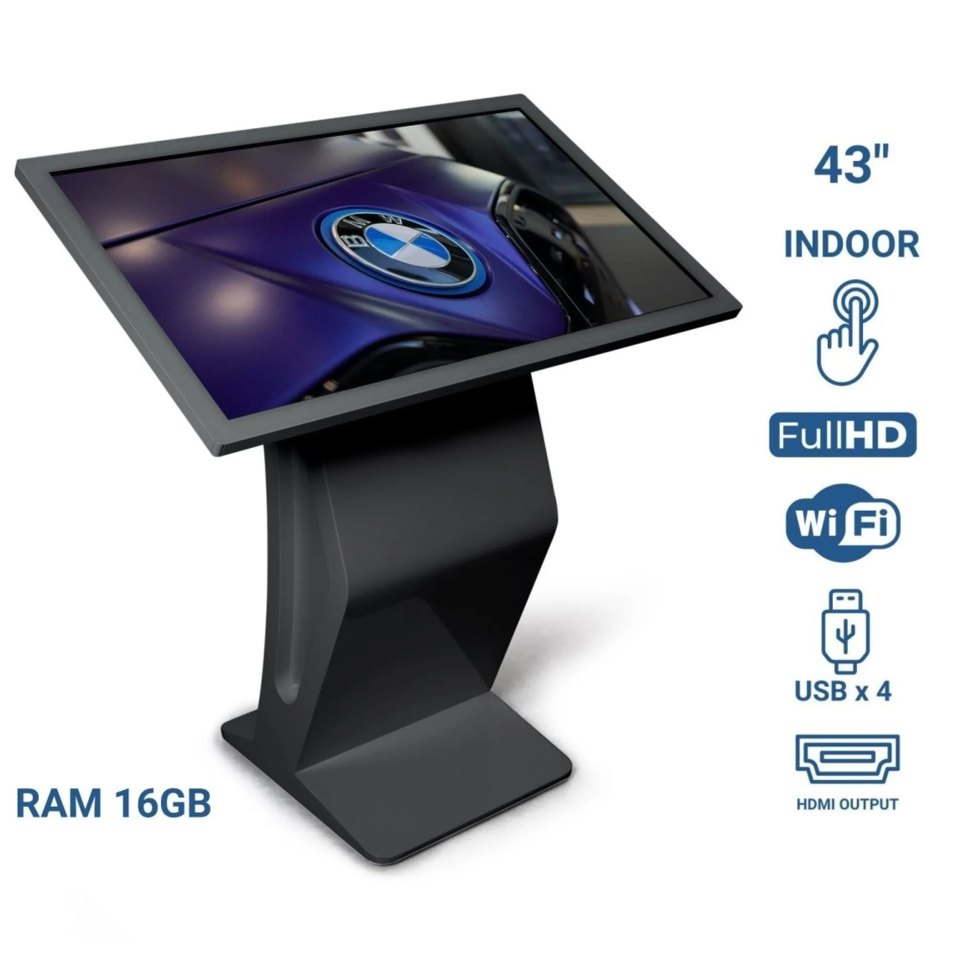Display publicitario - Digital Kiosk 43" - Pantalla Táctil - Interior - 16GB - Base "K"