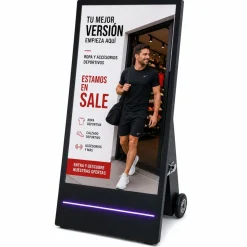 Display publicitario portátil 43'' para interior con ruedas y batería - LCD Full HD