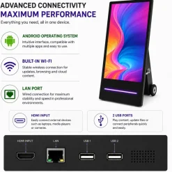 Display publicitario portátil 43'' para interior con ruedas y batería - LCD Full HD