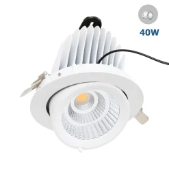 Downlight LED basculante empotrable - Chip especial para joyerías - 40W