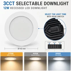 Downlight LED circular empotrable - CCT - 12W - Corte Ø 120 mm - IP54