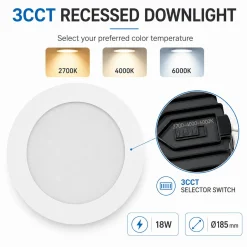 Downlight LED circular empotrable - CCT - 18W - Corte Ø 150 mm - IP54