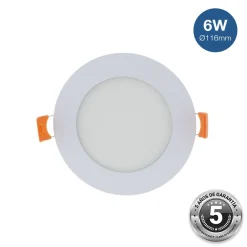 Downlight LED circular empotrable 6W - Corte Ø 110 mm - 5 años de garantía