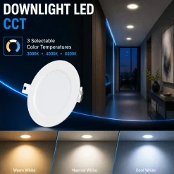 Downlight LED circular empotrable - 3CCT - 6W - 110 lm/W - Corte Ø93mm