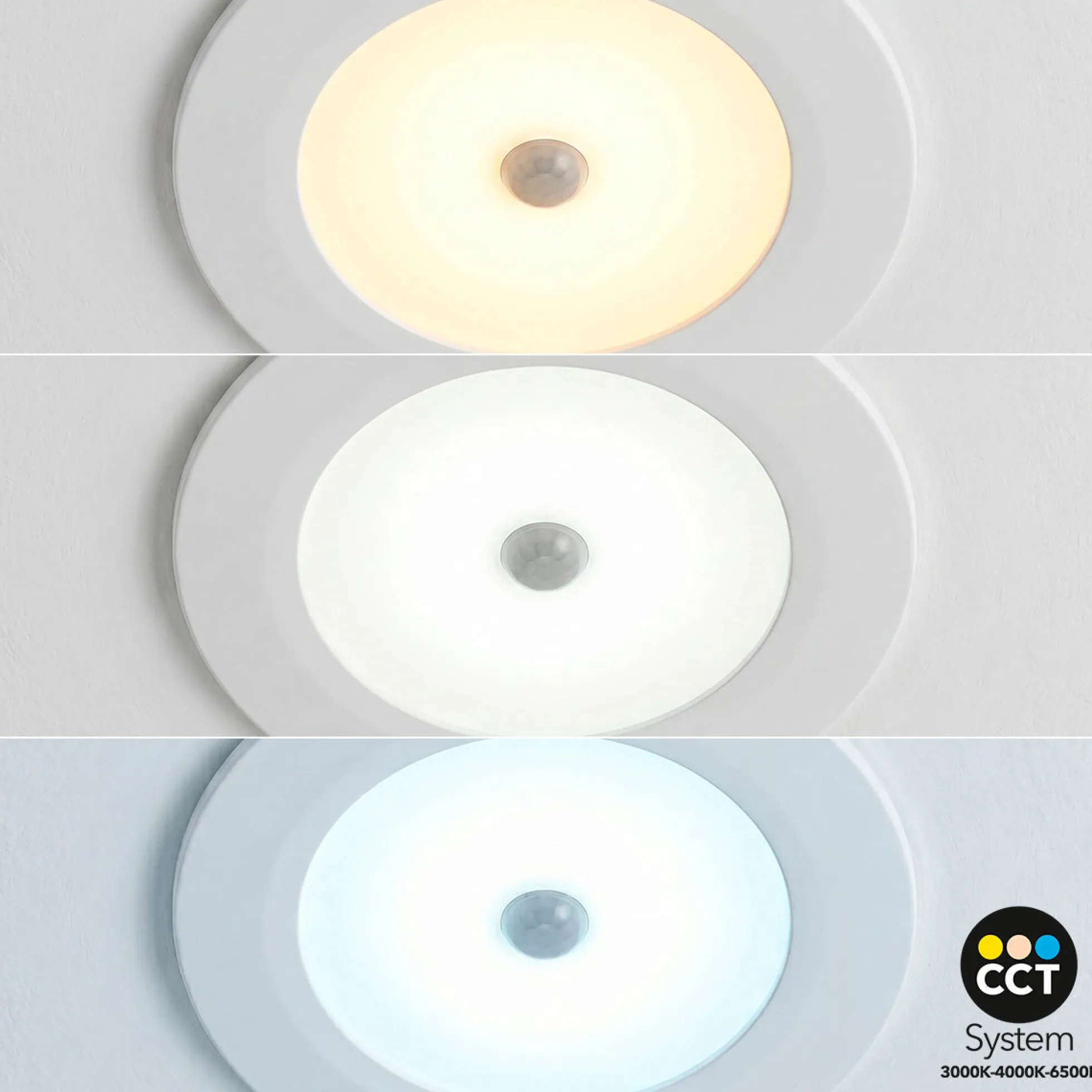 Downlight LED con sensor PIR "CLIO" - 8W - CCT - 700lm - Corte Ø85mm - IP54