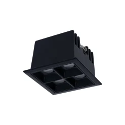 Downlight LED cuadrado empotrable 8W - Negro - 4 Focos - UGR18 - CRI90 - Chip OSRAM
