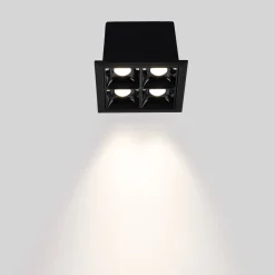 Downlight LED cuadrado empotrable 8W - Negro - 4 Focos - UGR18 - CRI90 - Chip OSRAM