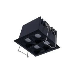 Downlight LED cuadrado empotrable 8W - Negro - 4 Focos - UGR18 - CRI90 - Chip OSRAM