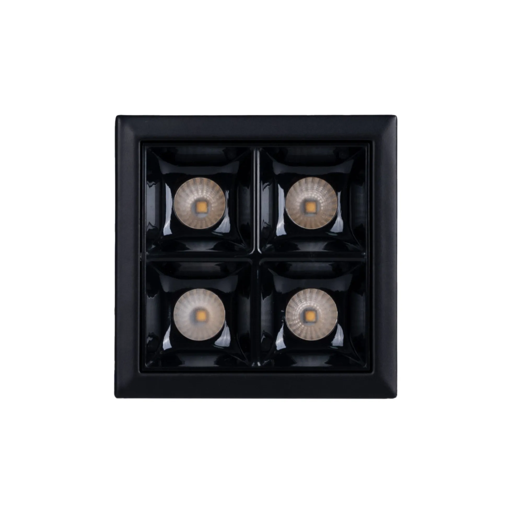 Downlight LED cuadrado empotrable 8W - Negro - 4 Focos - UGR18 - CRI90 - Chip OSRAM