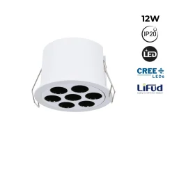 Downlight LED empotrable circular 12W - UGR18 - Corte Ø 70mm - Blanco