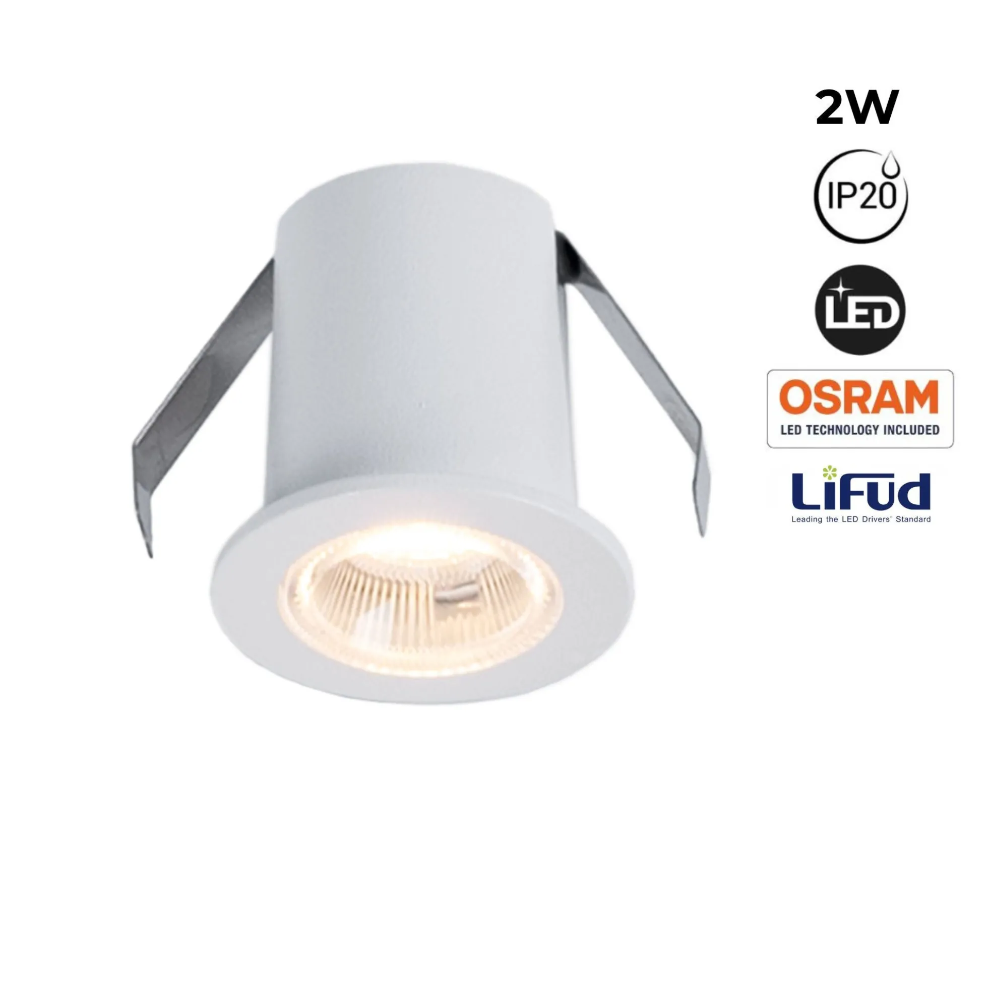 Downlight LED empotrable circular 2W - Chip Osram - UGR18 - Corte Ø 25mm - Blanco