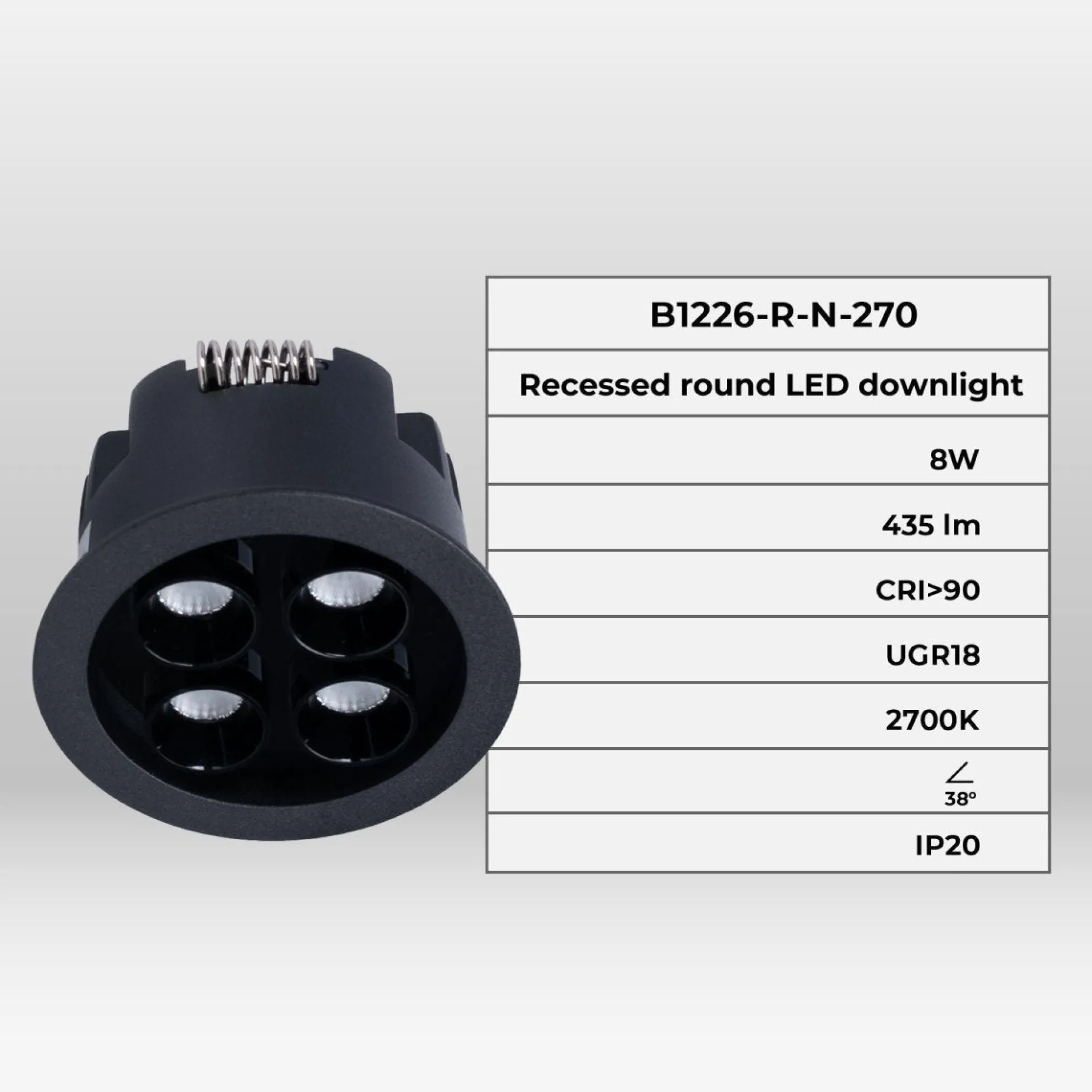 Downlight LED empotrable circular 8W - Chip Osram - UGR18 - Corte Ø 58mm