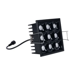 Downlight LED Empotrable Cuadrado Antideslumbrante · Marco -Negro - 18W - 9 Focos - UGR18 - CRI90 - Chip OSRAM