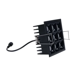 Downlight LED Empotrable Cuadrado Antideslumbrante · Marco -Negro - 18W - 9 Focos - UGR18 - CRI90 - Chip OSRAM