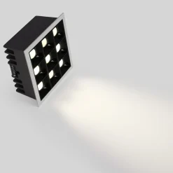 Downlight LED Empotrable CuadradoAntideslumbrante - Marco Blanco - 18W - 9 Focos - UGR18 - CRI90 - Chip OSRAM