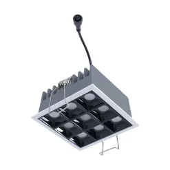 Downlight LED Empotrable CuadradoAntideslumbrante - Marco Blanco - 18W - 9 Focos - UGR18 - CRI90 - Chip OSRAM