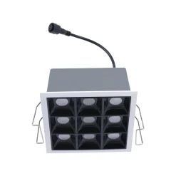 Downlight LED Empotrable CuadradoAntideslumbrante - Marco Blanco - 18W - 9 Focos - UGR18 - CRI90 - Chip OSRAM