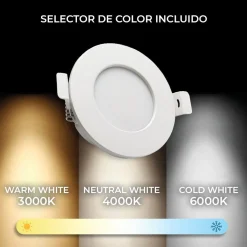 Downlight LED estanco empotrable CCT - 7W - IP44 - Corte Ø 68-75mm